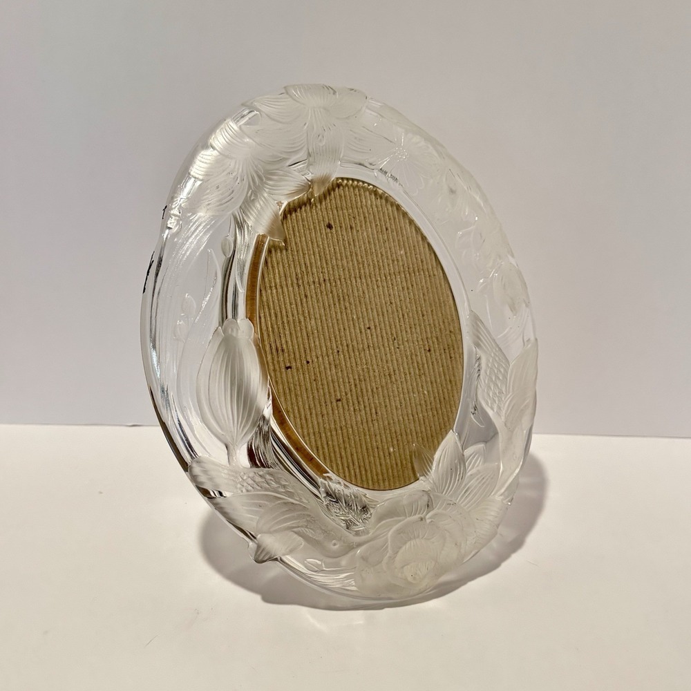 VTG Crystal Clear Signatures Oval Glass Picture Frame 5x7 Frosted Floral